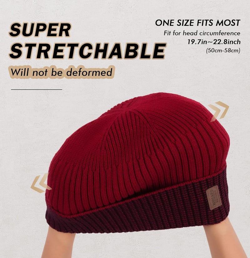 Wmcaps Warm Beanie for Men Women, Fleece Lined Beanie Warm Winter Caps Unisex Fashion Knit Cuffed Cap - Image 3